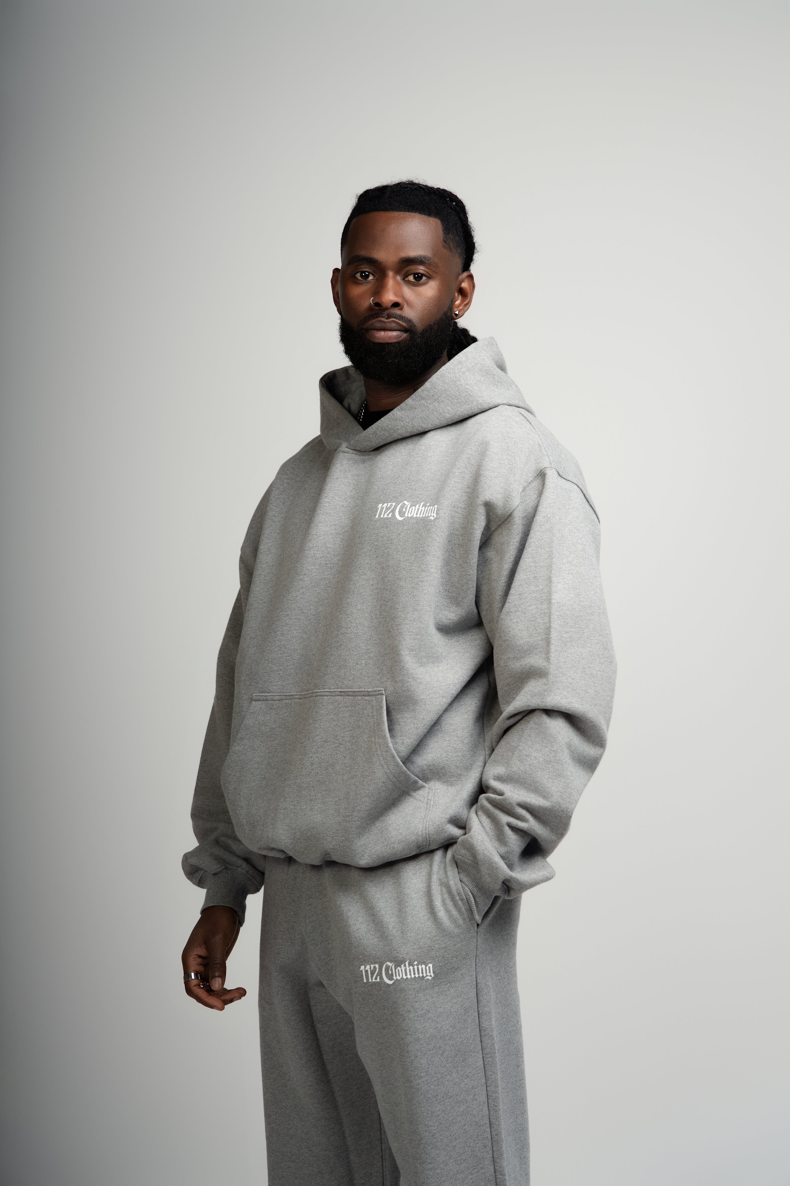 Grey Marl 112 logo Hoodie