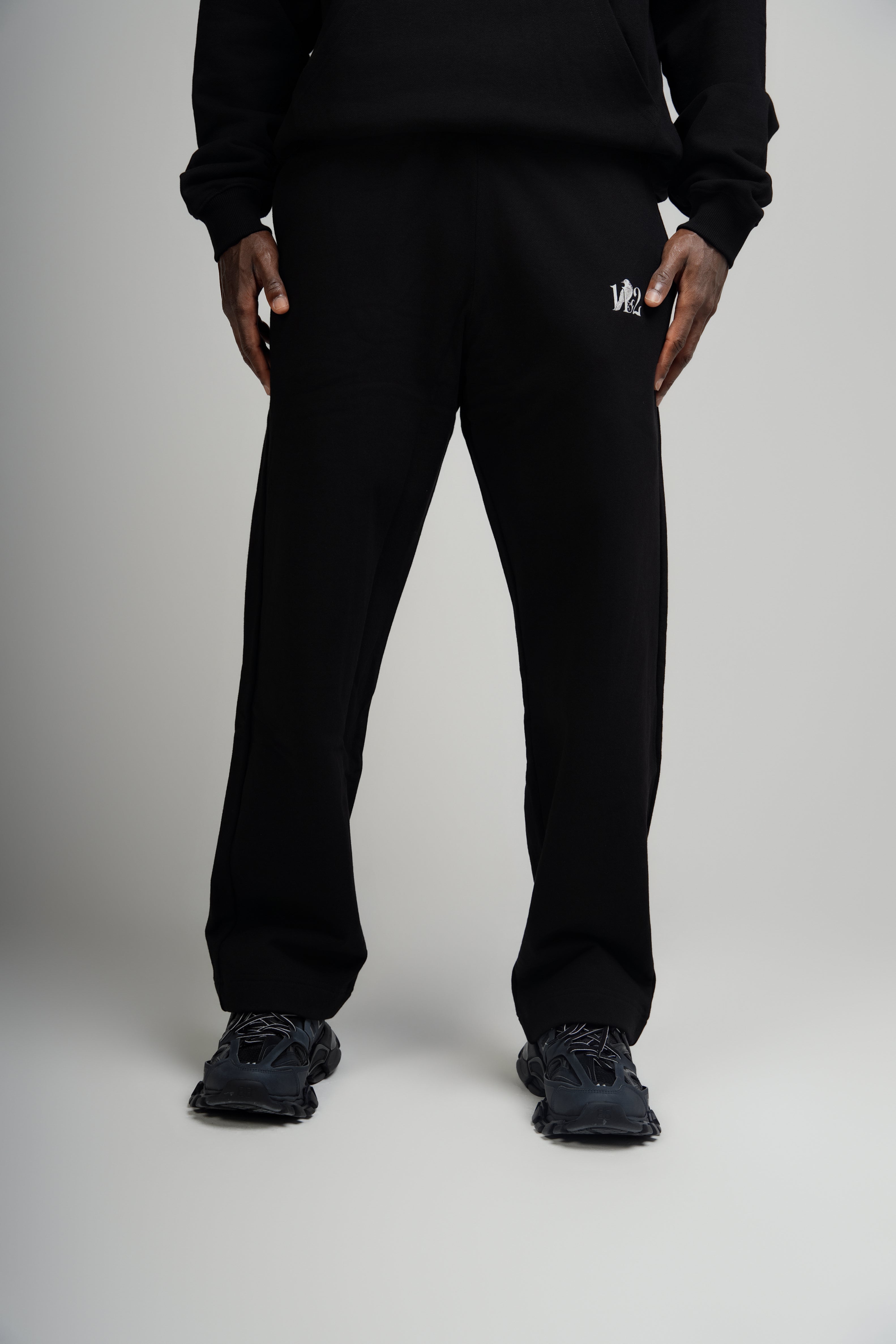 Black 112 Crow Logo Straight Leg Trousers