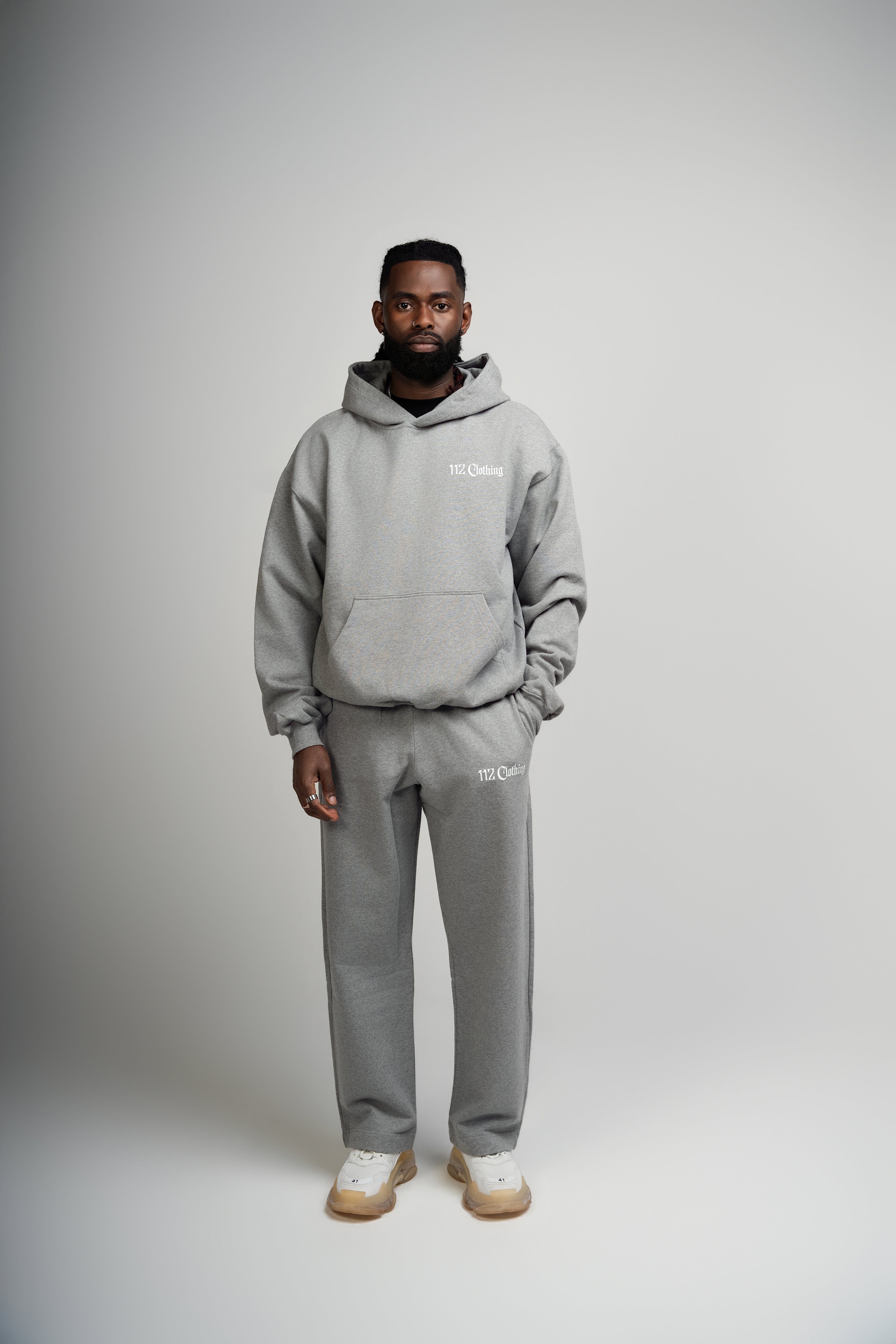 Grey Marl 112 logo Hoodie